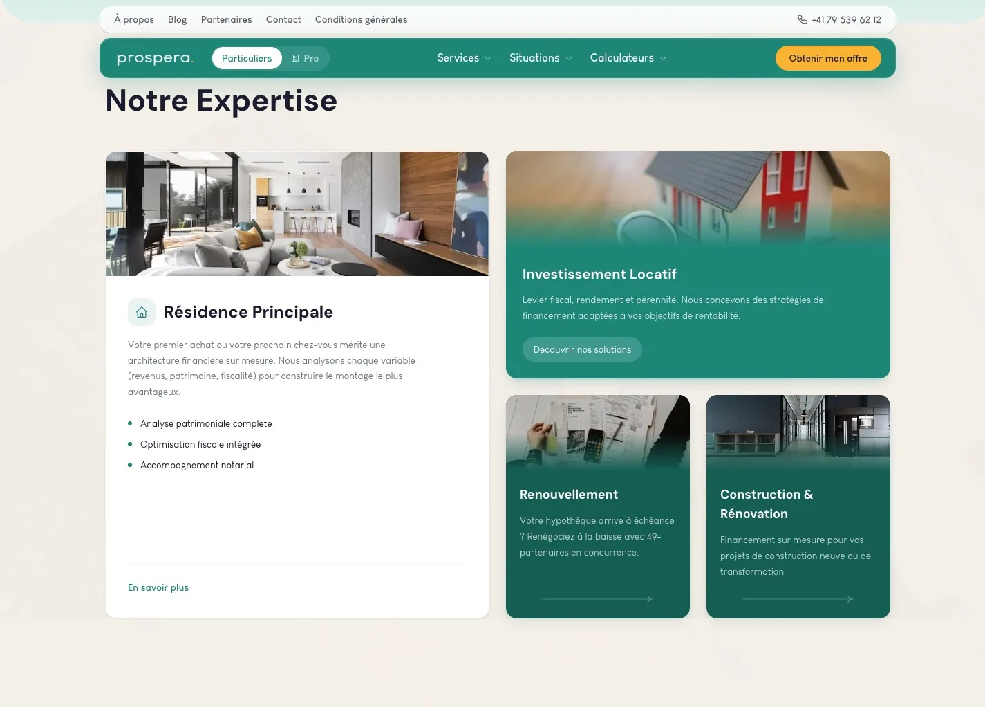 Section Notre Expertise : Résidence Principale, Investissement Locatif, Renouvellement, Construction & Rénovation