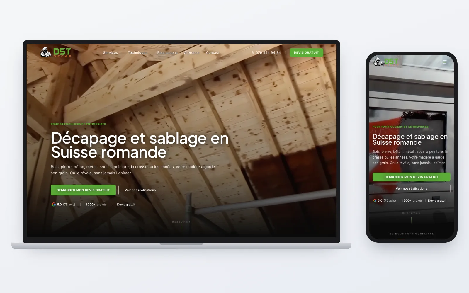Le site DST Décap sur ordinateur et sur téléphone